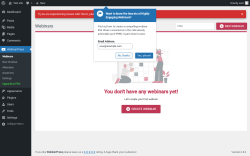 Page screenshot: Webinars ‹ Test site — WordPress
