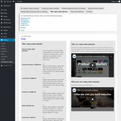 Page screenshot: Settings &rarr; WP Website Creator &rarr; Offer ready-made websites