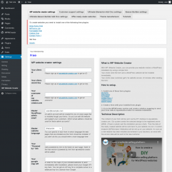 Page screenshot: Settings &rarr; WP Website Creator
