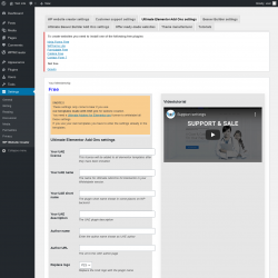 Page screenshot: Settings &rarr; WP Website Creator &rarr; Ultimate Elementor Add Ons settings