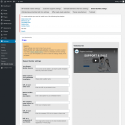 Page screenshot: Settings &rarr; WP Website Creator &rarr; Beaver Builder settings