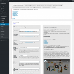 Page screenshot: Settings &rarr; WP Website Creator