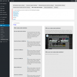 Page screenshot: Settings &rarr; WP Website Creator &rarr; Offer ready-made websites