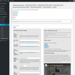 Page screenshot: Settings &rarr; WP Website Creator