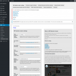 Page screenshot: WP Website Creator &lsaquo; Test site &mdash; WordPress