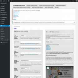 Page screenshot: Settings &rarr; WP Website Creator