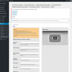 Page screenshot: Settings &rarr; WP Website Creator &rarr; Ultimate Elementor Add Ons settings