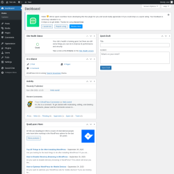 Page screenshot: Dashboard ‹ Test site — WordPress