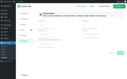 Page screenshot: Social Chat &rarr; Analytics