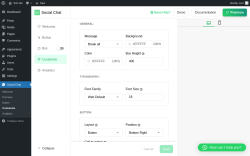 Page screenshot: Social Chat &rarr; Customize
