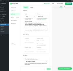 Page screenshot: Social Chat &rarr; Button