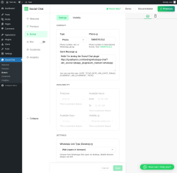 Page screenshot: Social Chat &rarr; Button