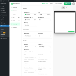 Page screenshot: Social Chat &rarr; Customize