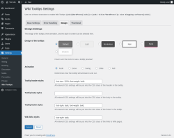Page screenshot: Settings → Wiki Tooltips → Design
