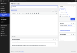 Page screenshot: WP Youtube Gallery &rarr; Add New Video