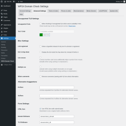 Page screenshot: Settings → WP24 Domain Check → Advanced Settings