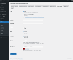 Page screenshot: Settings → WP24 Domain Check → reCAPTCHA