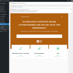 Page screenshot: WP2LEADS → Support