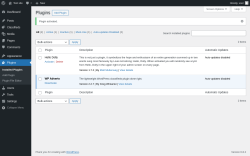 Page screenshot: Plugins ‹ Test site — WordPress
