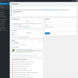 Page screenshot: Dashboard ‹ Test site — WordPress