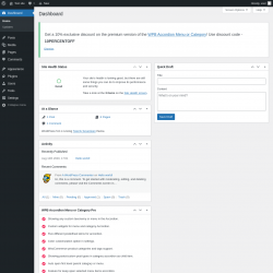Page screenshot: Dashboard ‹ Test site — WordPress