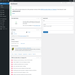 Page screenshot: Dashboard ‹ Test site — WordPress