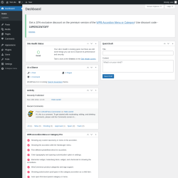 Page screenshot: Dashboard ‹ Test site — WordPress