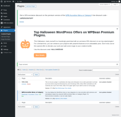 Page screenshot: Plugins ‹ Test site — WordPress