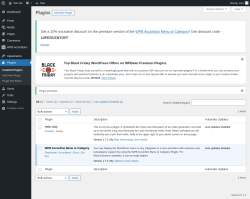 Page screenshot: Plugins ‹ Test site — WordPress