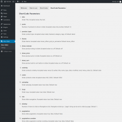 Page screenshot: Woo Slider → ShortCode Parameters