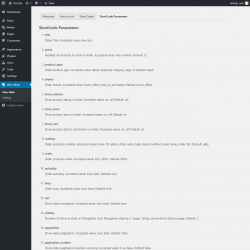 Page screenshot: Woo Slider → ShortCode Parameters