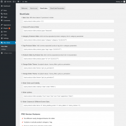 Page screenshot: Woo Slider → ShortCodes