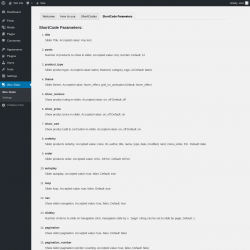 Page screenshot: Woo Slider → ShortCode Parameters