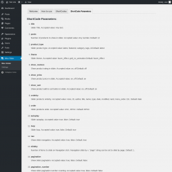 Page screenshot: Woo Slider → ShortCode Parameters