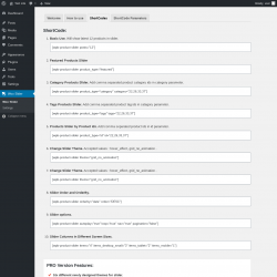 Page screenshot: Woo Slider → ShortCodes