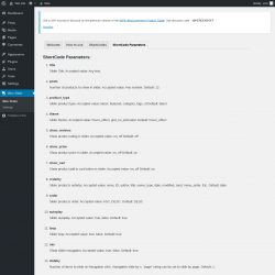 Page screenshot: Woo Slider → ShortCode Parameters