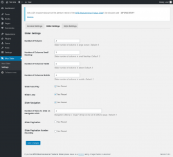 Page screenshot: Woo Slider → Settings → Slider Settings