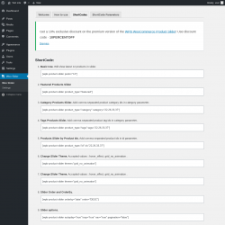 Page screenshot: Woo Slider → ShortCodes