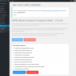 Page screenshot: WPB WooCommerce Products Slider ‹ Test site — WordPress
