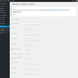 Page screenshot: Woo Slider → Settings