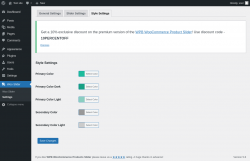 Page screenshot: Woo Slider → Settings → Style Settings