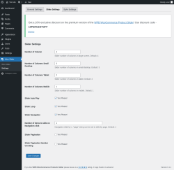 Page screenshot: Woo Slider → Settings → Slider Settings