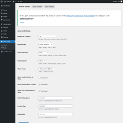 Page screenshot: Woo Slider → Settings