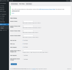 Page screenshot: Woo Slider → Settings → Slider Settings