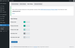 Page screenshot: Woo Slider → Settings → Style Settings
