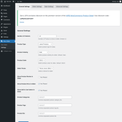 Page screenshot: Woo Slider → Settings
