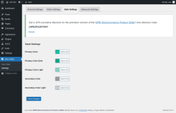 Page screenshot: Woo Slider → Settings → Style Settings