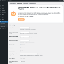 Page screenshot: Products Slider → Settings → Slider Settings