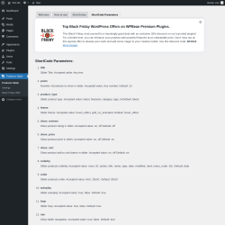 Page screenshot: Products Slider → ShortCode Parameters