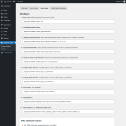 Page screenshot: Products Slider → ShortCodes